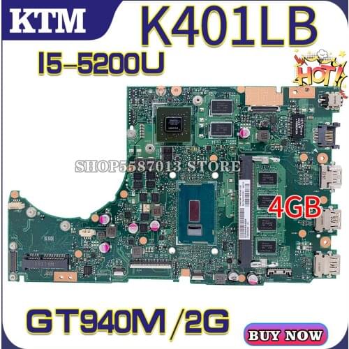 A400L for ASUS K401LB K401LX A401L A400L K401L laptop motherboard mainboard test OK I5-5200U cpu GT940M/2G 100% test