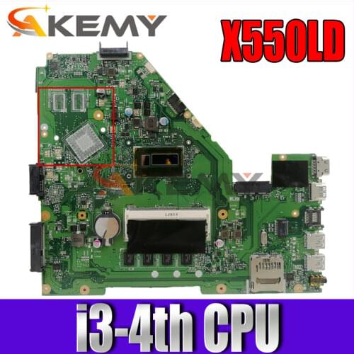 Akemy X550LD Laptop motherboard for ASUS X550LA X550LC X550LN X550L original mainboard DDR3L 4GB-RAM I3-4010U GM LVDS