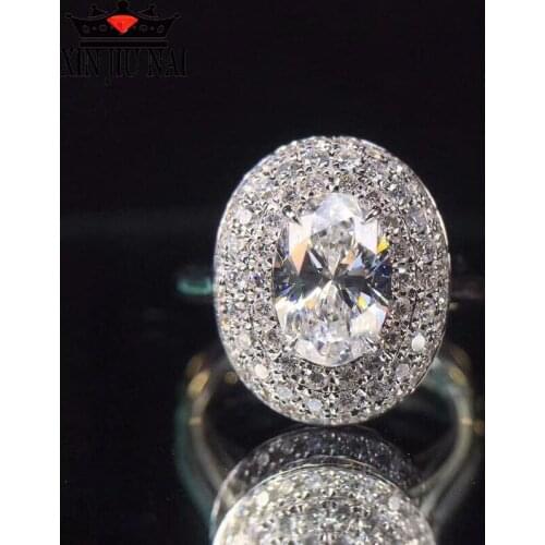 New 925 Silver Oval inlaid crystal full of diamond sparkle horse eye design ring luxury noble luxury brand jewelry