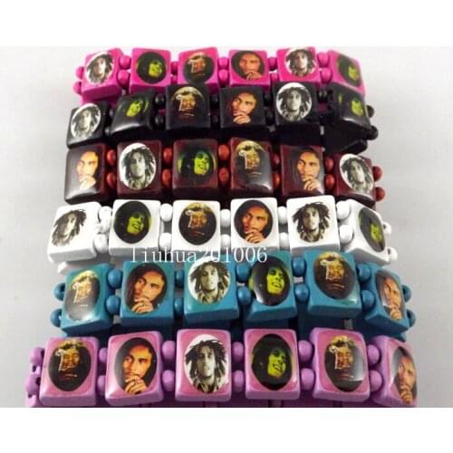 Wholesale 60 pcs Mixed color Bob Marly Wood stretch bracelets Fashion Jewelry