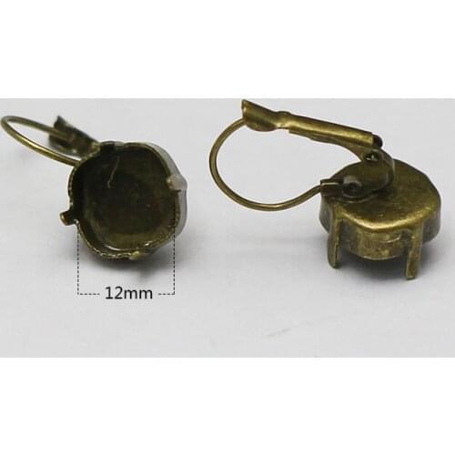 Beadsnice Brass Earring Base 4 Prong Setting Bezel Setting Fit 12mm Jewelry Making Accessories 33837