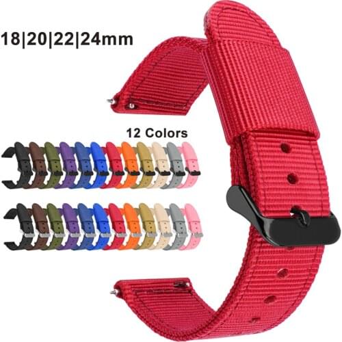 Watch Band Nylon Canvas Strap 18/20/22/24mm Watchband for Samsung Galaxy 42/46mm Active 2 Gear S2 S3 Amazfit Bracelet