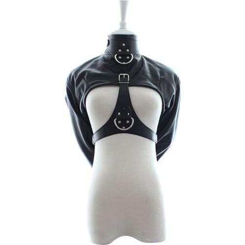 Sexy Leather Porno Anti back bondage harness women fetish lingerie restraints body harness top Adult SM sex toys exotic apparel
