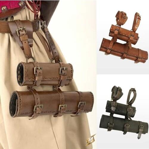 Medieval Retro Steam Punk Gothic Men PU Leather Knight Soldier Cosplay Sword Sleeve Halloween Carnival Party European Accessorie