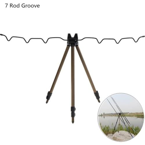 Aluminum Alloy Telescopic 7 Groove Fishing Rod Holder Coffee Collapsible Tripod Stand Sea Fishing Pole Bracket