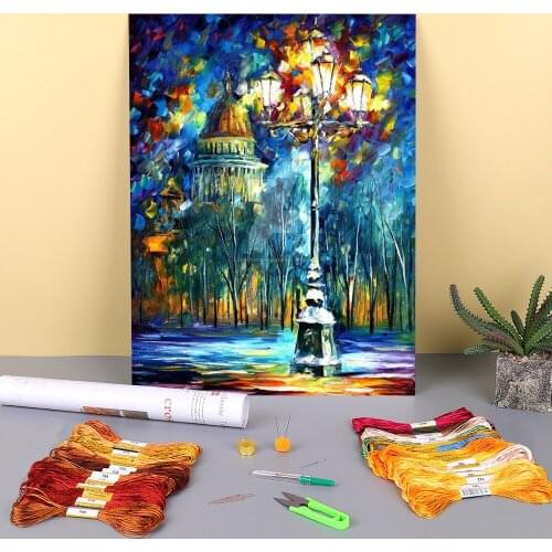 St. Petersburg Printed Fabric 11CT Cross Stitch Embroidery Set DMC Threads Hobby Sewing Needlework Handiwork Home Jewelry