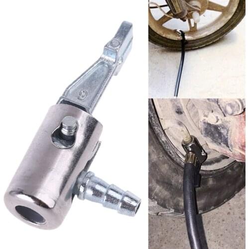 1/4" Lock On All Metal Air Chuck,Mini Air Compressor Portable Tire Inflator Tire Chuck with Barb Connector for Hose Repair Infla