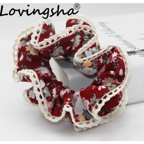 LOVINGSHA Floral Hair Accessories For Girl Brand Women Hair Tie Lady Scrunchies Female Ponytail Hair Holder Rope NFD009