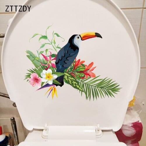 ZTTZDY 24.7×19.4CM Flowers And Birds Fashion Kids Room Wall Stickers Home WC Toilet Decals T2-1264