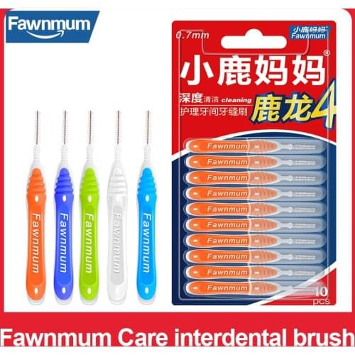Fawnmum 10Pcs I-Shaped Interdental Brush Tooth Cleaning Stick Interdental Cleaners Toothpick Oral Care Orthodontic Toothbrush