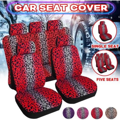 1/2/7pcs Universal Car Seat Cover with Headrest Cover Leopard Printing Automobiles Fronf and Back Seat Cushion Cover Protector
