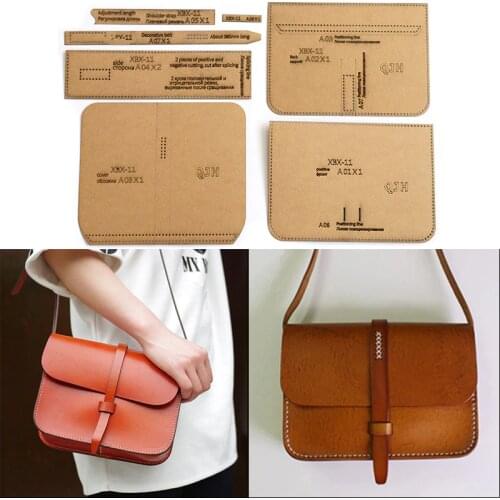 1Set DIY Kraft Paper Template New Pretty Shoulder Bag Crossbody Bag Leather Craft Pattern DIY Stencil Sewing Pattern 21cm*16cm