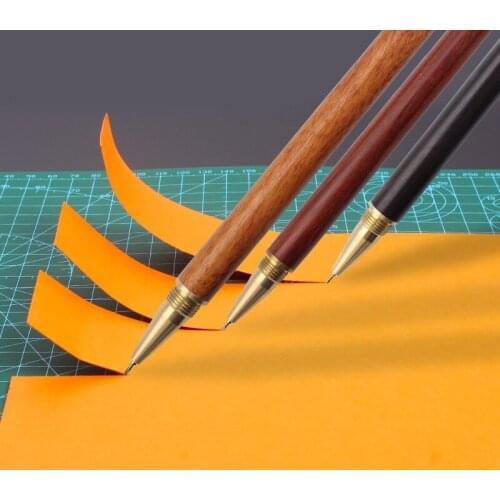 1MM Retro Pear Wood Brass Carving Pen Hand Carving Engrave Pen Knife Leather Craft Scrapbook Paper Craft Cuting Tool Art Supply