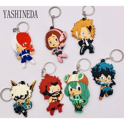 1PCS Anime My Hero Academia Key Chain Boku no Hero Academia 3D Double Side Key Ring PVC Cartoon Figure Keychains
