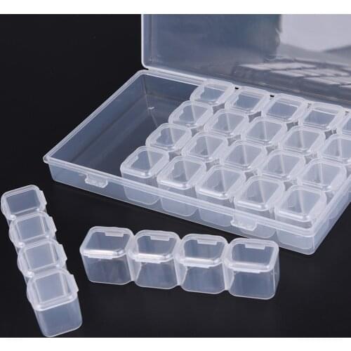 1PC Adjustable Plastic Jewelry Ring Pill Container Box Case Craft Beads Organizer Storage Tool 28 Single