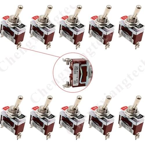 10pcs/lot, Heavy Duty Metal SPST ON/OFF Toggle Flick Switch Boat Manual Car Dash Light 2 Pin 250V 15A / 125V 20A Rocker Switch