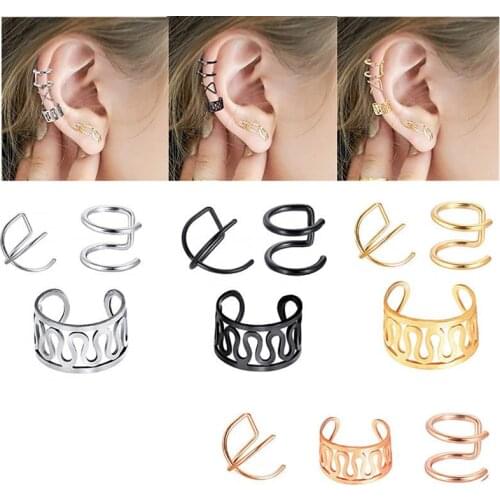 3Pcs/Set Fashion Ear Cuffs Simple Creative Cartilage Earrings Creative Non Pierced Earrings Jewelry Accessories For Women Ladies