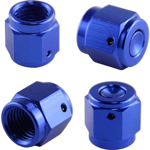 4PCS Aluminum 4-AN AN4 Adapter Female Flare End Cap / Plug / Tube Nut Fitting BLUE