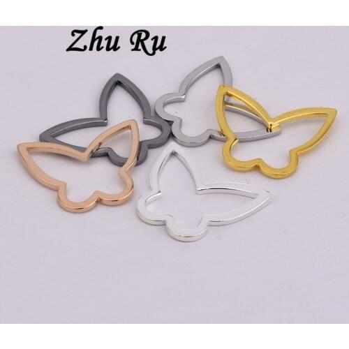 5pcs ZHU RU 16.5*20mm Hollow butterfly animal Flying insect Charm Pendant Necklace Hanging Ornaments for DIY Jewelry Making