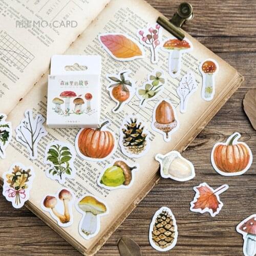 56boxes Cute Forest Mushroom Pine Cone Stickers Notebook Diary For Scrapbooking Decoration Stationery free shipping