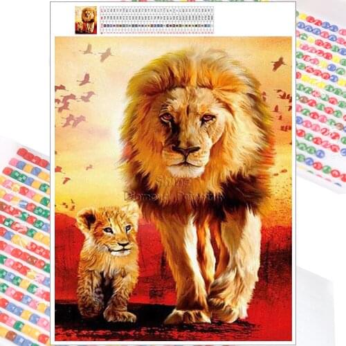 5D Diamond Painting Mosaic Kit Animal Lion Cartoon Landscape Nature Embroidery DIY Full Square Round Home Decor