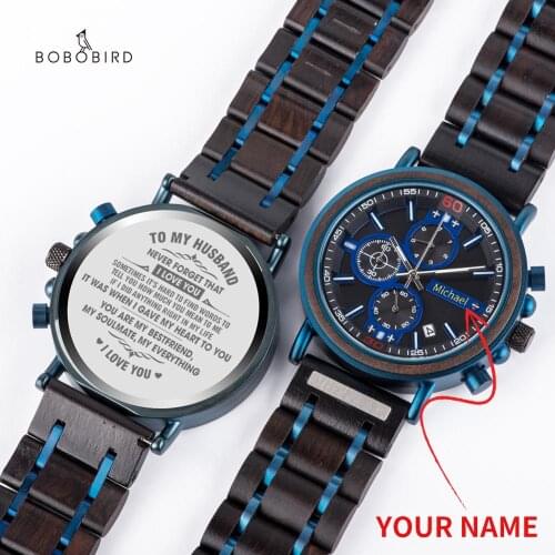 BOBOBIRD Customized Wooden Watch Engrave Your Personalized Logo On The Back Dial With Wood Box Boyfriend Gifts relogio masculino