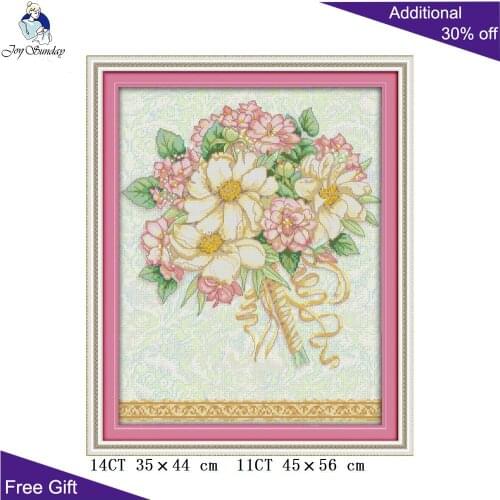Joy Sunday The Loves Bouquet H658 14CT 11CT Counted and Stamped Beautiful Flowers Home Decor Needlework Cross Stitch kits