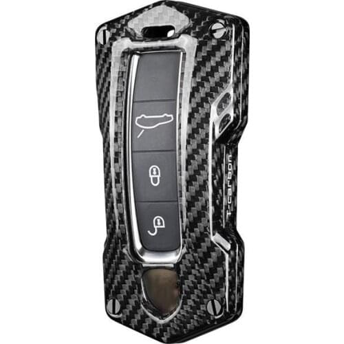 1Pcs Real Carbon Fiber Car Key Case Cover For Porsche Panamera 2017-2020 Cayenne 2018 2019 2020