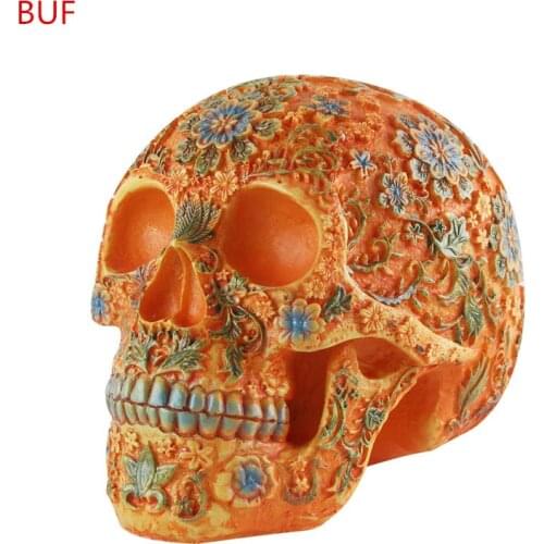 Color Skull Ornaments Resin Craft Halloween Decoration Skull Statues Creative Bar Decoration Skull Statue Statues & Sculptures