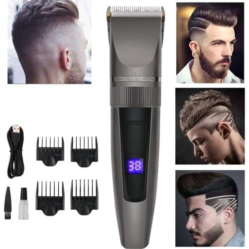 LCD Display Electric Hair Trimmer Cordless USB Rechargeable Hair Clipper Hair Cutter Beard Trimmer Haircut Machine Beauty Kit