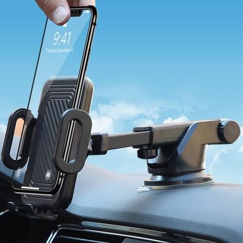 FLOVEME Extendable Gravity Car Phone Holder Carbon Fiber Air Vent Mount Stand Car Dashboard Windshield Sucker Cup Phone Holder