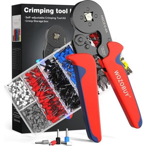 Ferrule Crimping Tool Kit, Self-adjustable Ratchet Wire Crimping Tool Kit Crimper Plier Set With Wire Terminals Crimping Pliers