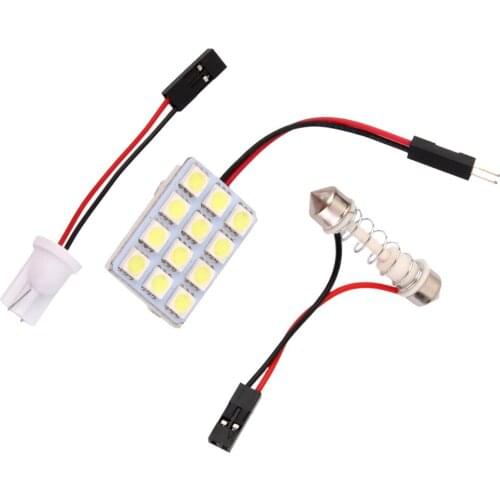 Car Interior Light Panel 12 SMD LED T10 Dome Bulb BA9S Adapter 12V CG