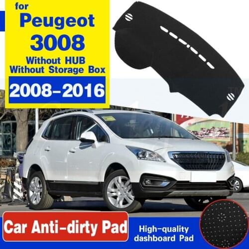 Car Dashboard Cover Dashmat Carpet Dash MatCape For Peugeot 3008 I 2008 - 2016 Without HUB Without Storage Box 2010 2013 2015
