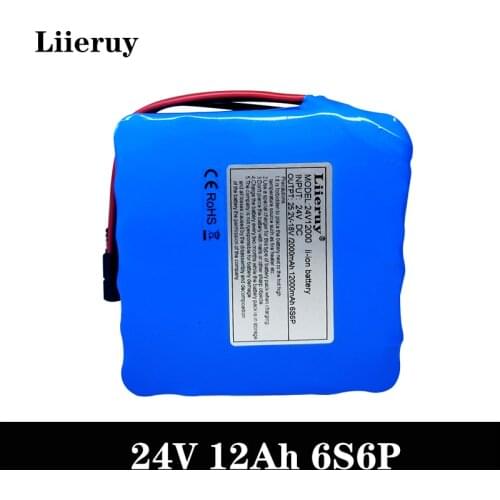 Liieruy 24v 12ah 6S6P lithium battery 25.2V 12ah li-ion battery for bike Battery pack 350w e bike 250w motor wit