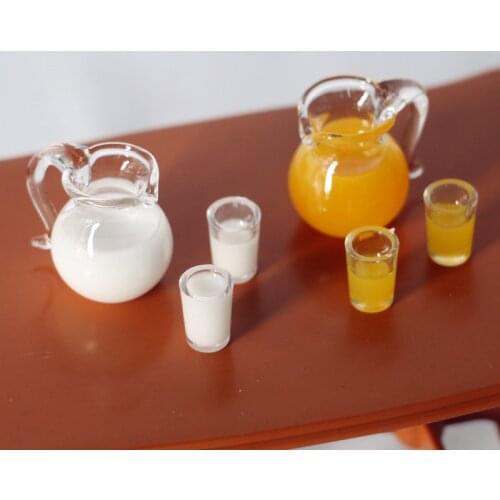 Dollhouse Miniature 1/6 Scale Orange Juice Milk Pot for Blyth OB11 BJD Dolls Kitchen Play Toys Accessories