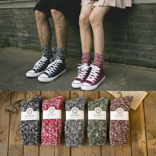 Fashion Winter Autumn Women Men Retro Snowflake Colorful Warm Knee Socks Hosiery Japanese Harajuku Couple Cotton Sock