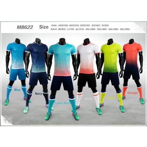 Blank 2019-2020 Adult Kids Soccer Jersey Set M8622 Football Kit Men Child Futbol Training Uniforms Set De Foot Team Customized