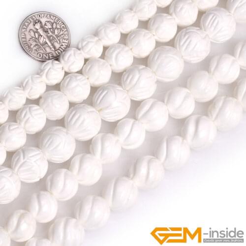 Natural Shell White Tridacna Stone Round Loose Carved Flower Beads For Jewelry Making DIY Bracelet Earring Accessories Bead 15