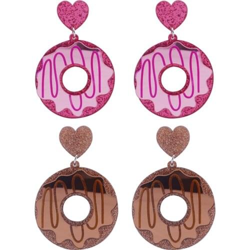New Fashion Funny Donut Cake Milk Acrylic Drop Earrings For Women Lovely Food Long Dangle Earrings Pendant Party Jewelry Gifts