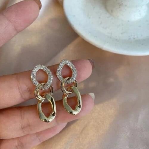 ZDMXJL 2021 New Fashion Womens Earrings Fine Simple Geometry Metal Chain Earrings For Women Girl Party Jewelry Gifts Wholesale