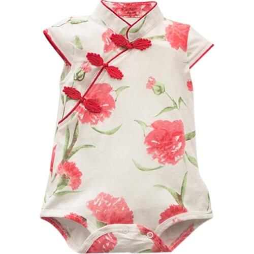 Baby Girl Clothes 2021 Summer Baby Chinese Style Rompers Floral Print New Born Baby Clothes Roupa Menina Infant Baby Girl Romper