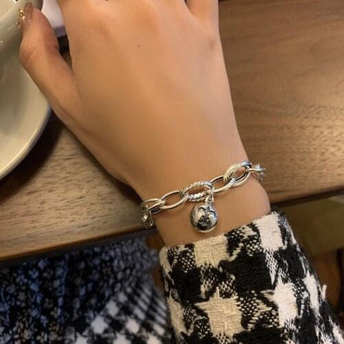 Origin Summer Unique Design Bells Hollow Out Chunky Chain Charm Bracelet for Women Textured Metal Everyday Bracelet Jewelry