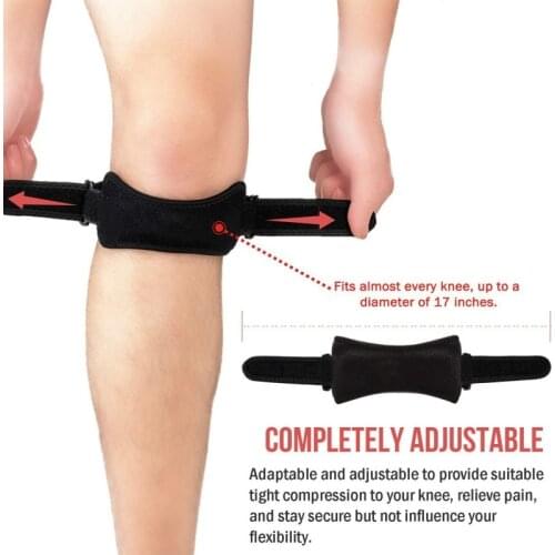 2PCS Adjustable Sports Knee Brace Keenpads Patella Knee Tendon Strap Protector Guard Support Pad Belted Knee Strap Brace Outdoor