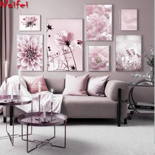 Pink Flower Cherry Blossom Rose Peony Sky Bird Diamond Painting Wall Art Diamand Painting,Diamond Mosaic,Diamond Embroidery