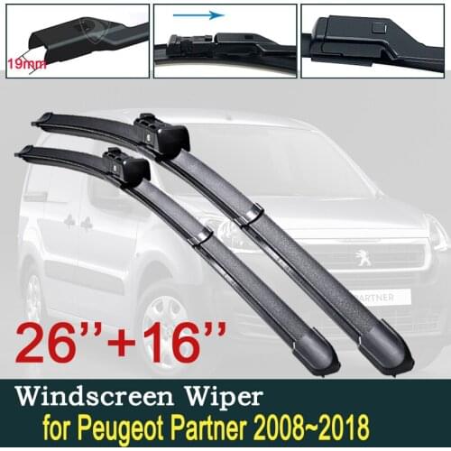 For Peugeot Partner 2008~2018 2 Car Wiper Blades Front Windscreen Wipers Car Accessories 2009 2010 2011 2012 2013 2014 2015 2016