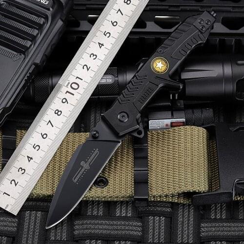 Outdoor Survival Folding Knife Blade Knife for Self-defense Mini Straight Knife Blade Military Knife Fruit Cutter Defensive D2