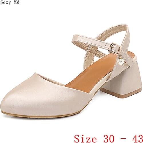 Pumps Women Oxfords Career Slingbacks Shoes Med High Heels Woman Med High Heel Shoes Small Plus Size 30 31 32 33 - 40 41 42 43