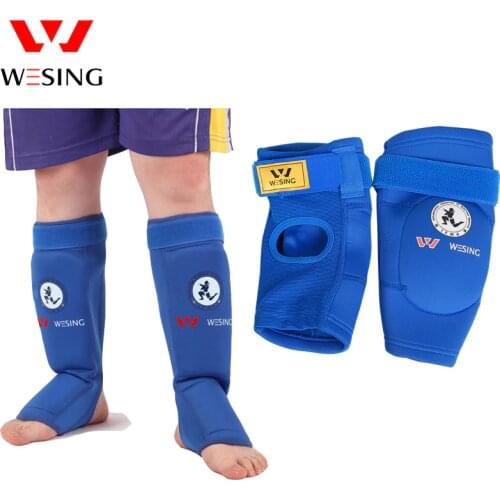 Wesing Professional IFMA Muay Thai Shin Instep Guards and Elbow Guards Muay Thai Protection Equipment Red Blue