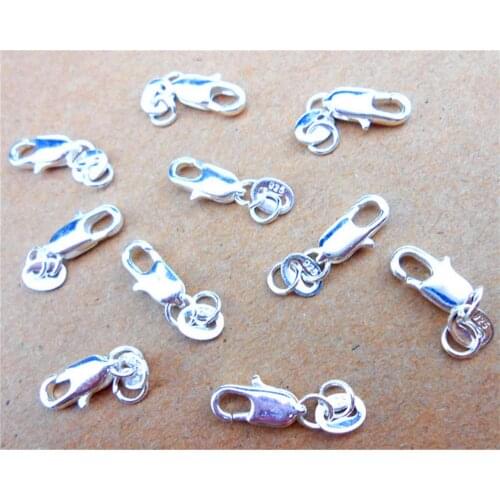 Design Jewelry Findings 10PCS Genuine Real 925 Sterling Silver Lobster Clasps For Necklace Bracelet With Opening 2 Jump Rings